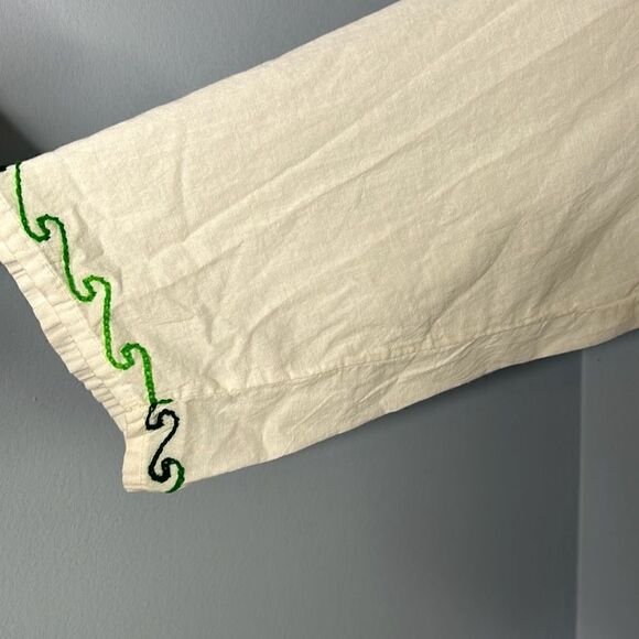 Embroidered Green Tunic Blouse Small Made in India - Picture 5 of 8